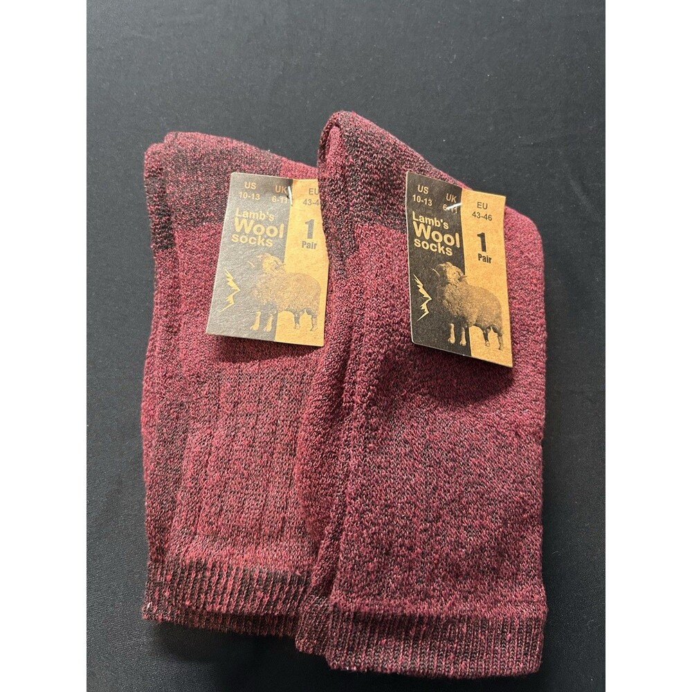 NWT Mens Lot of 2 Pairs Lambs Wool Blend Socks Size 10-13 Red Marled Thermal